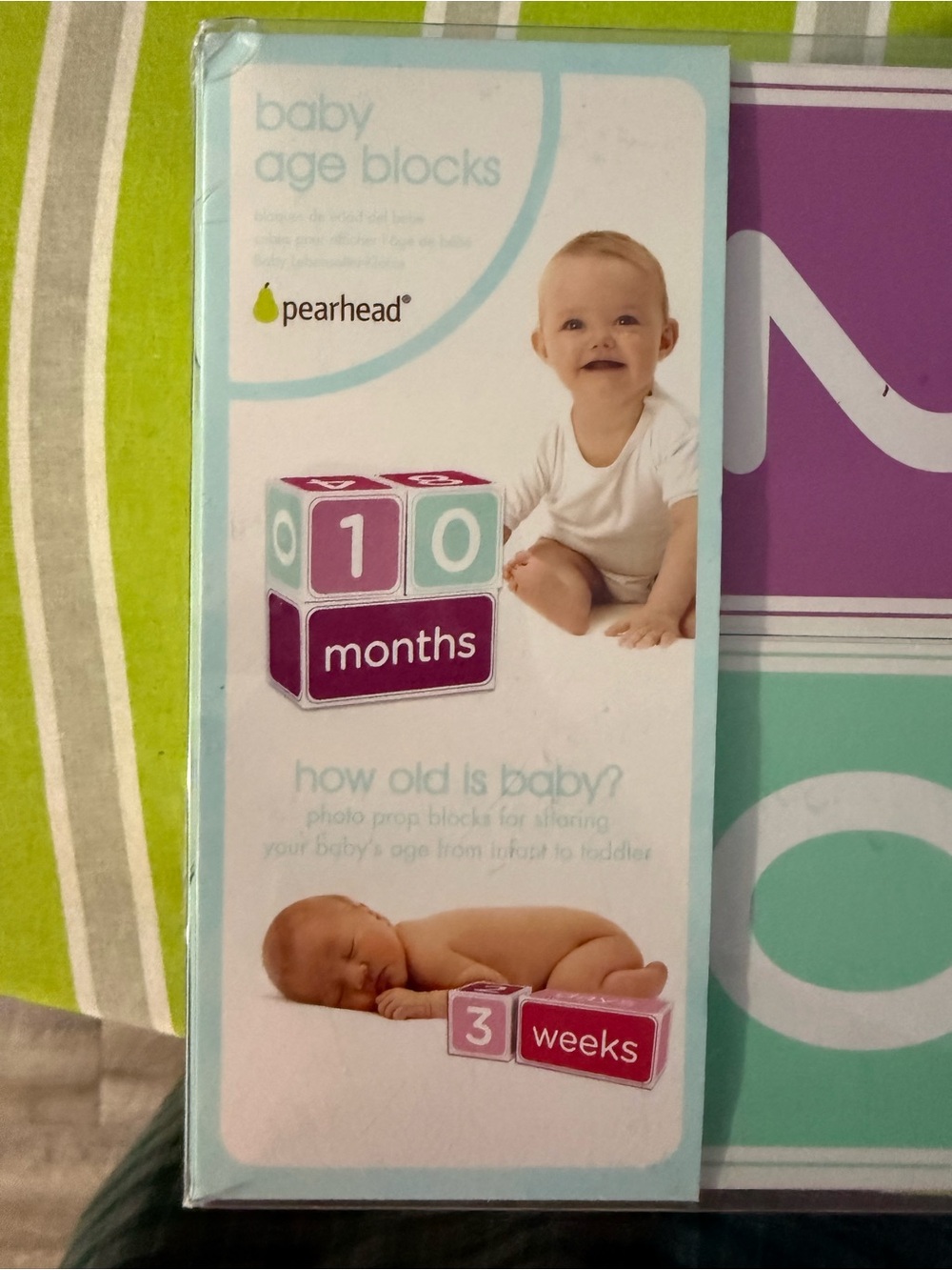 Pearhead Milestone Photo Blocks - Purple & Teal
